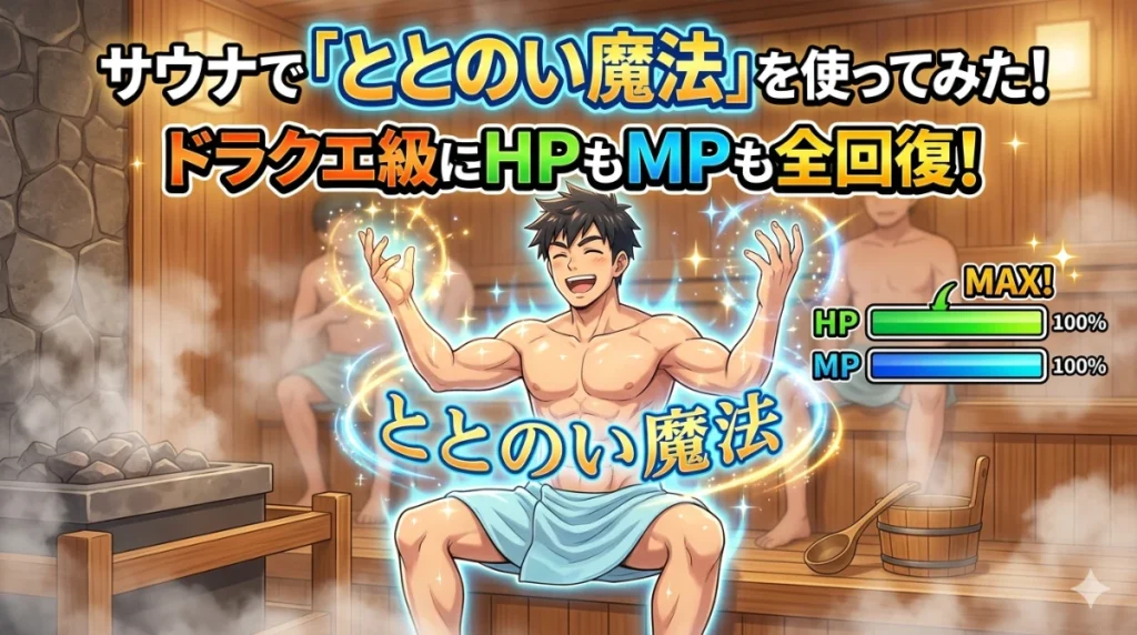 サウナで「ととのい魔法」を使ってみた！ドラクエ級にHPもMPも全回復！